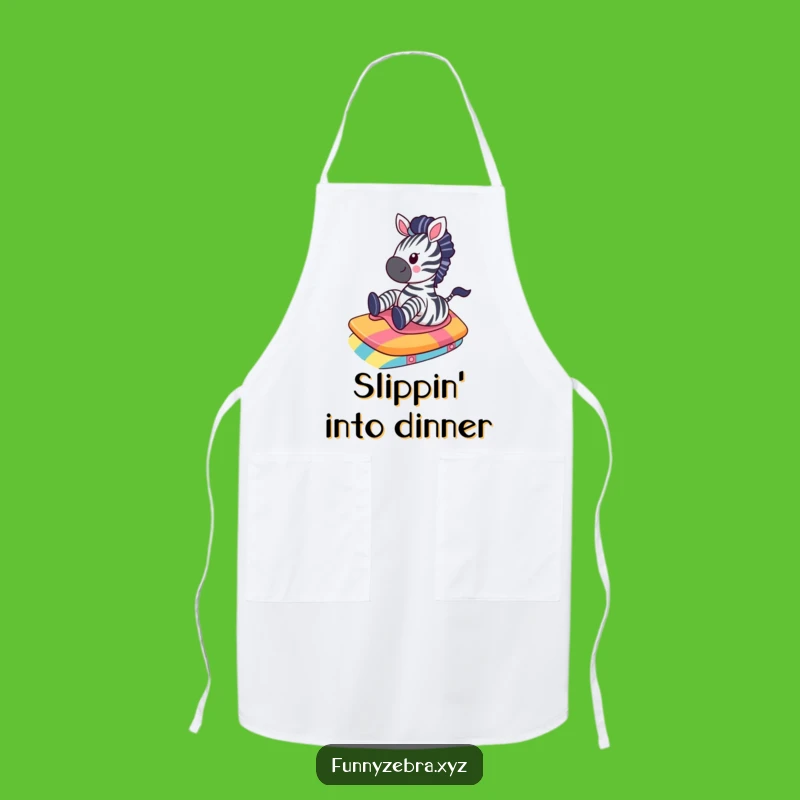 Funny Kawaii Zebra Ramp Slide Apron - Chef's Delight with Humorous Flair