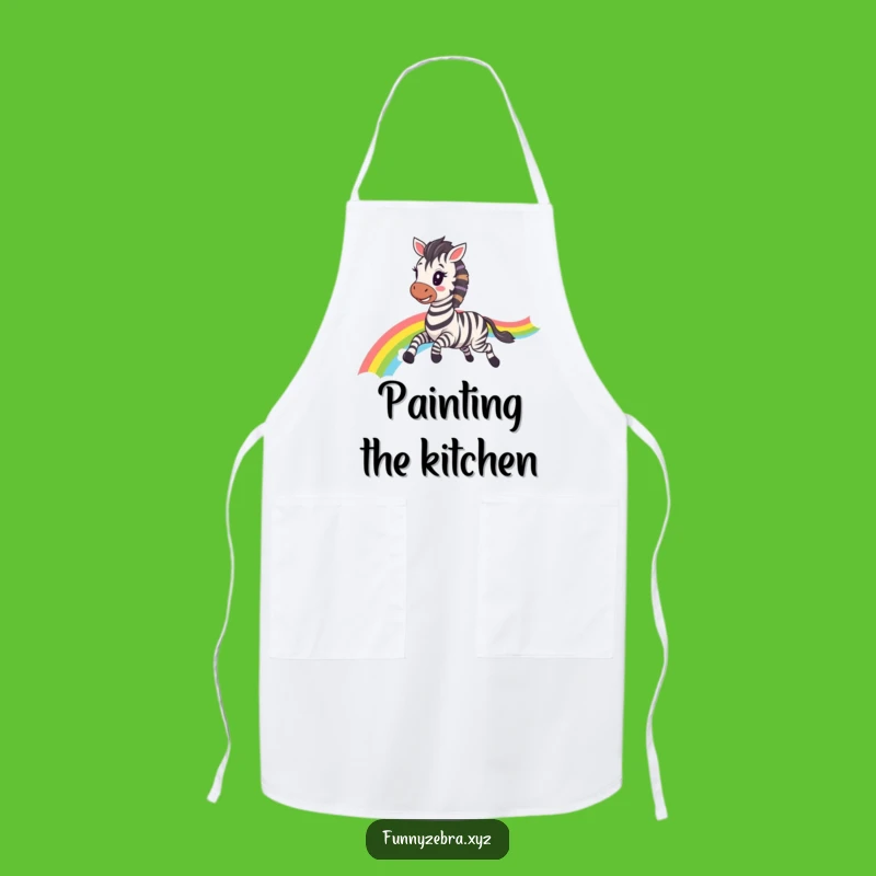 Chef's Funny Kawaii Zebra Rainbow Gallop Apron: Colorful Kitchen Gift