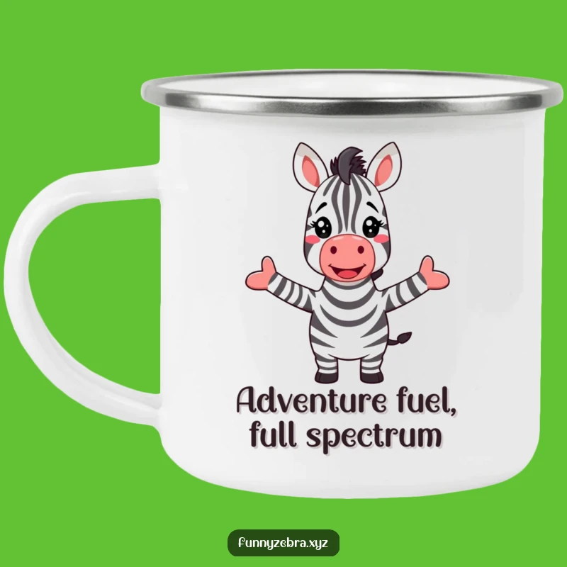 Funny Zebra Rainbow Greeting Camping Mug: Adventure Fuel, Funny Gift!