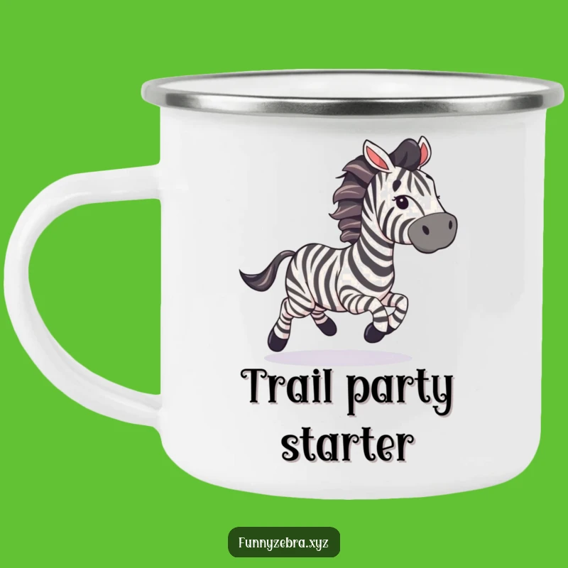 Funny Galloping Zebra Streamer Camping Mug: Adventure Party Fun!