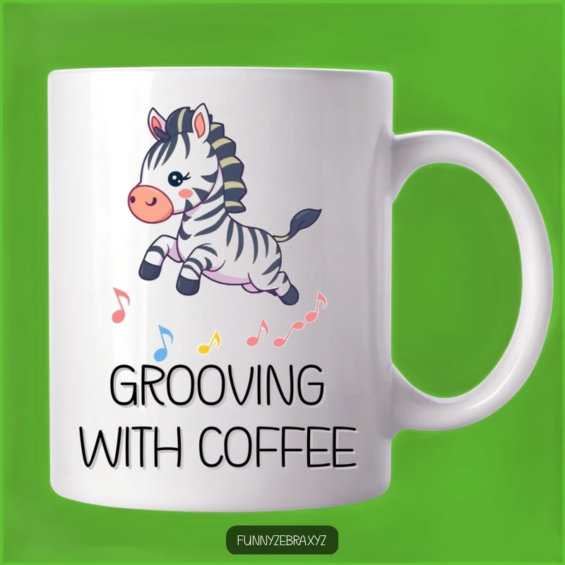 Funny Kawaii Zebra Music Leap Mug: Playful Melody Gift for Music Lovers