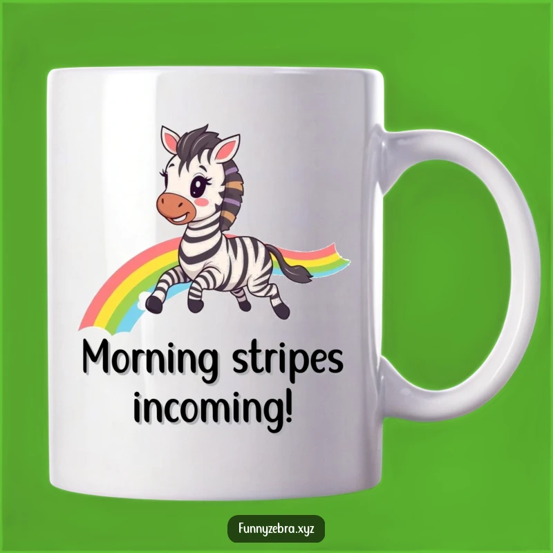 Funny Kawaii Zebra Rainbow Gallop Mug: Joyful Animal Gift for Bright Mornings