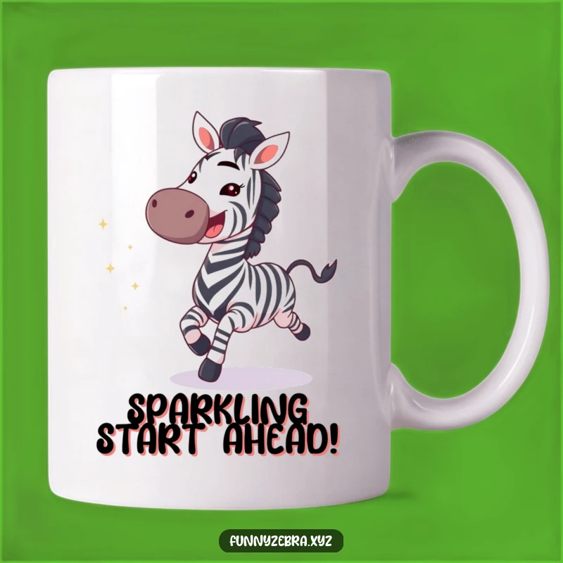 Funny Galloping Zebra Grin Mug - Sparkly & Joyful Animal Gift