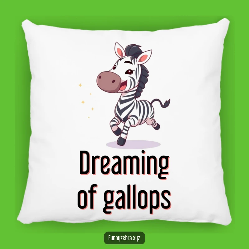 Comfy Funny Galloping Zebra Grin Pillow - Soft & Sparkly Home Decor Gift