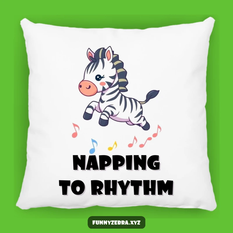 Comfy Funny Kawaii Zebra Music Leap Pillow: Cozy Accent for Melody Lovers