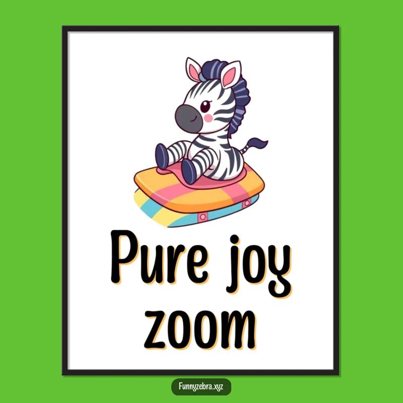Funny Kawaii Zebra Ramp Slide Digital Art - Instant Joyful Wall Decor