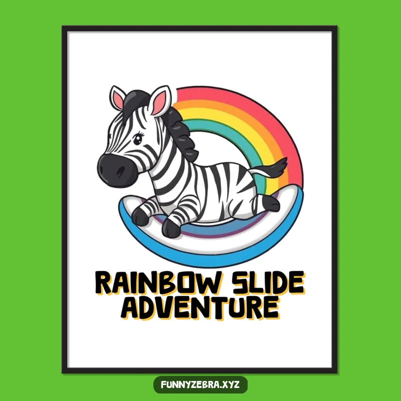 Funny Rainbow Zebra Slide Digital Art: Instant Colorful Joy!