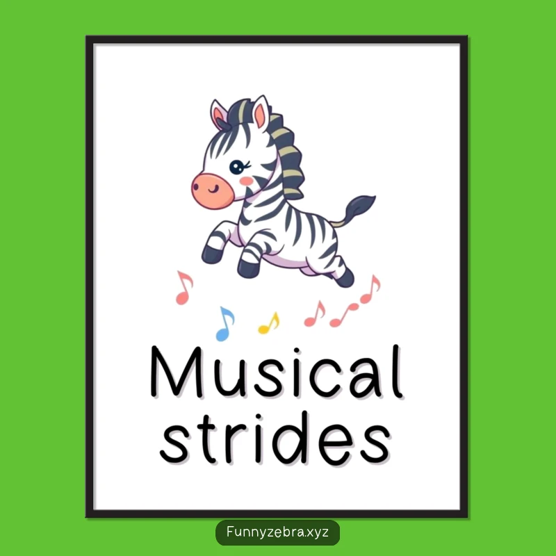 Instant Rhythm: Funny Kawaii Zebra Music Leap Digital Art Print