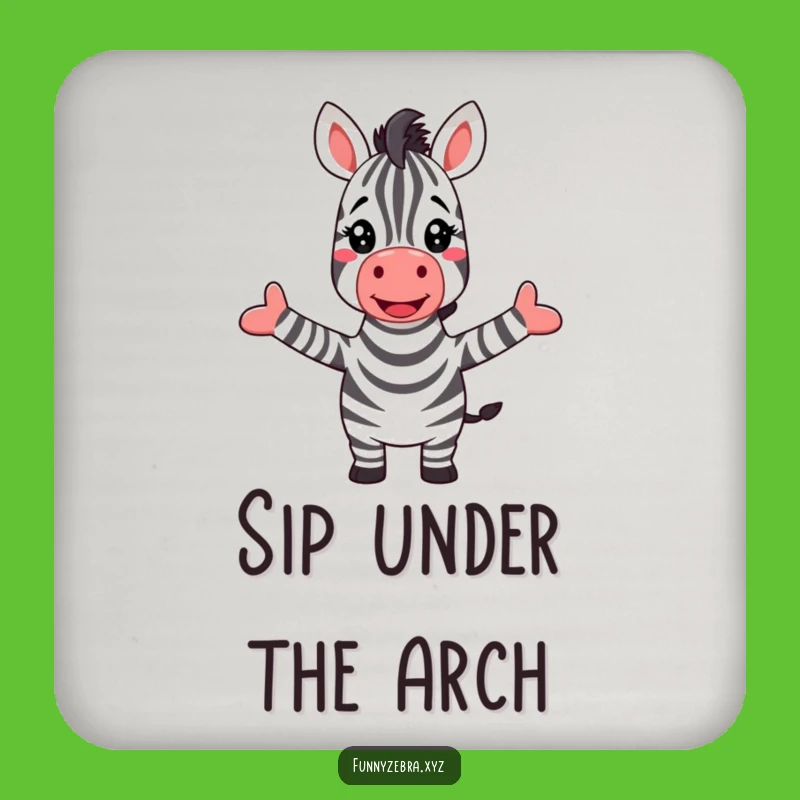 Funny Zebra Rainbow Greeting Coaster: Protect Surfaces with Funny Flair