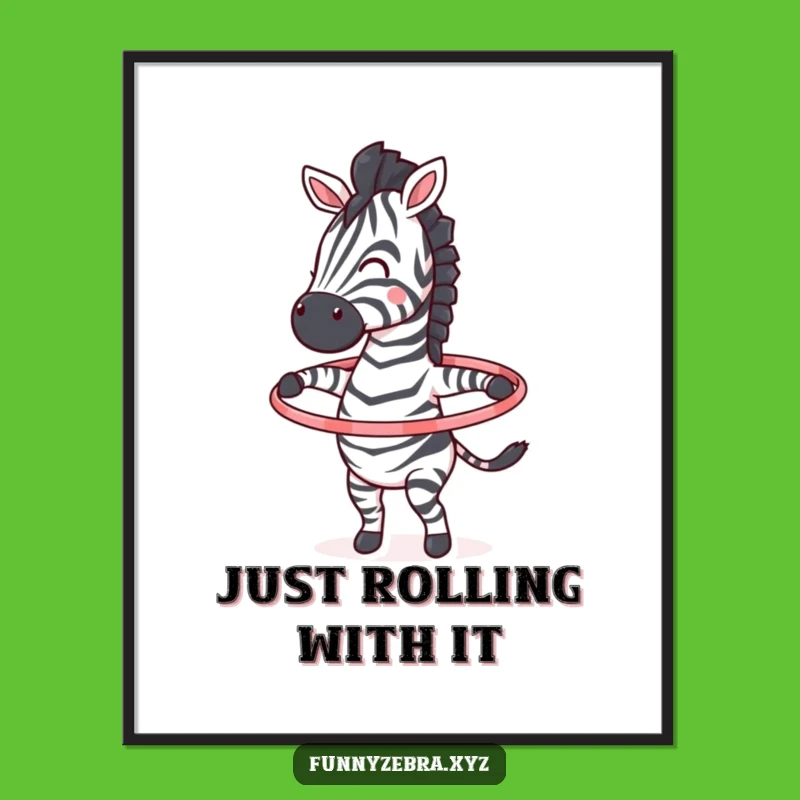 Funny Hula Hoop Zebra Poster: Decorate with Energy and Funny Flair