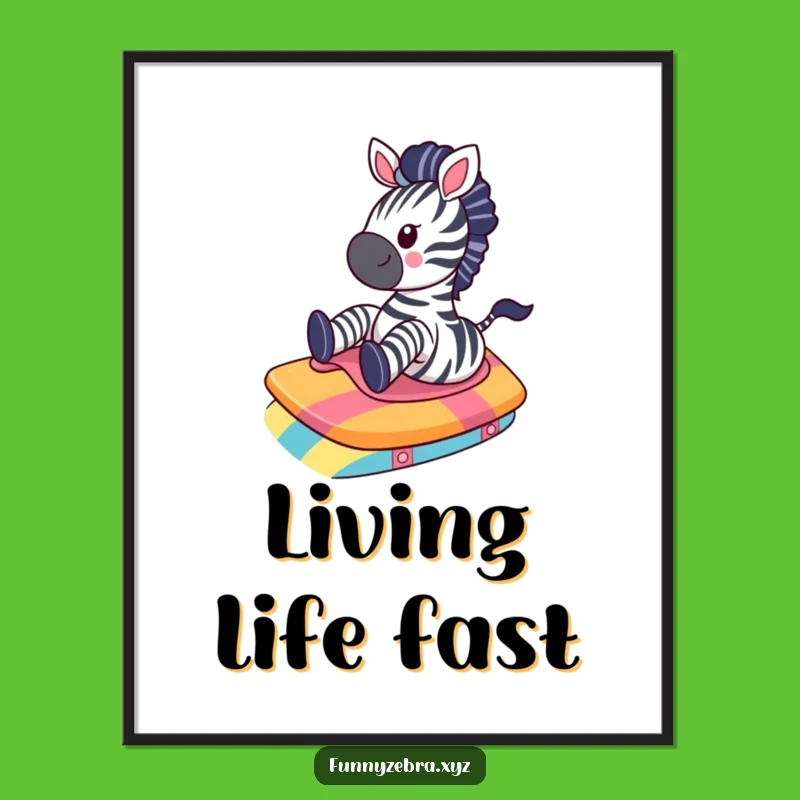 Funny Kawaii Zebra Ramp Slide Poster - Vibrant Wall Art for Joyful Spaces