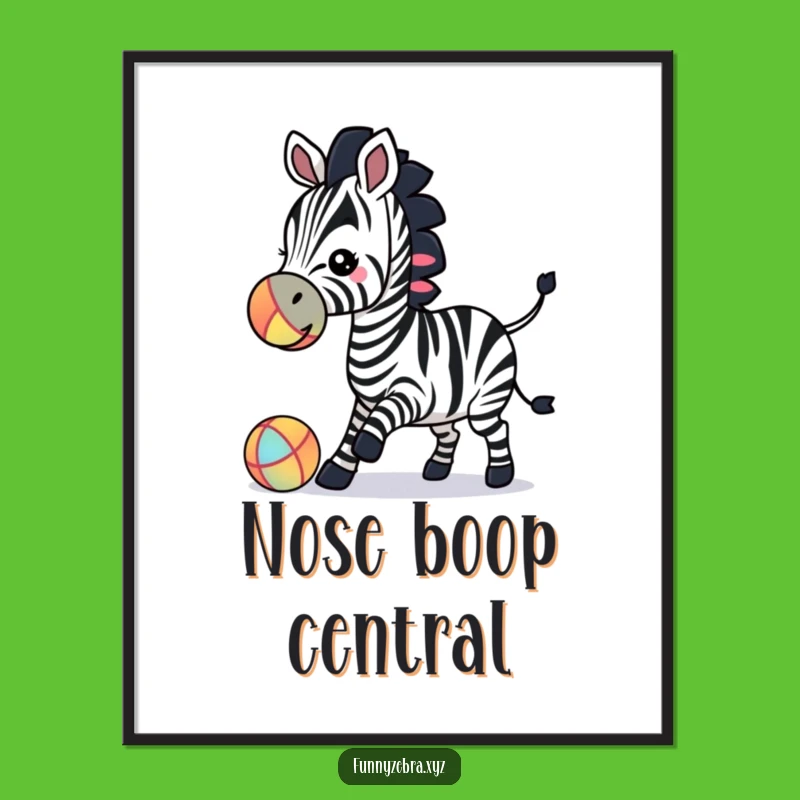 Funny Zebra Silhouette Ball Play Poster - Whimsical Wall Art & Playful Gift