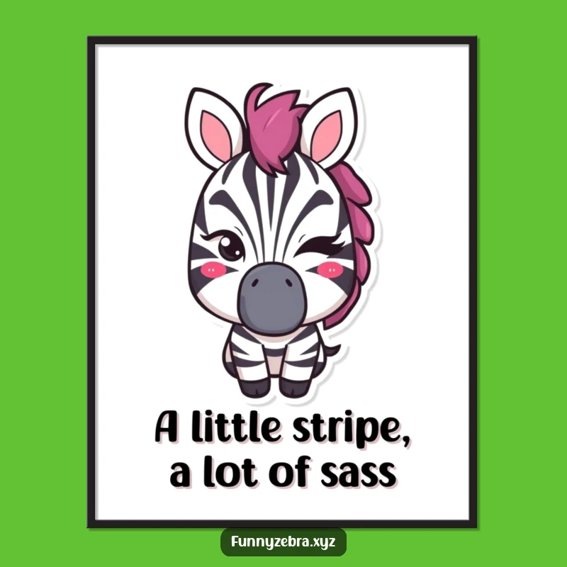 Free Printable Wall Art: Winking Zebra Mischief - Funny Downloadable Decor!