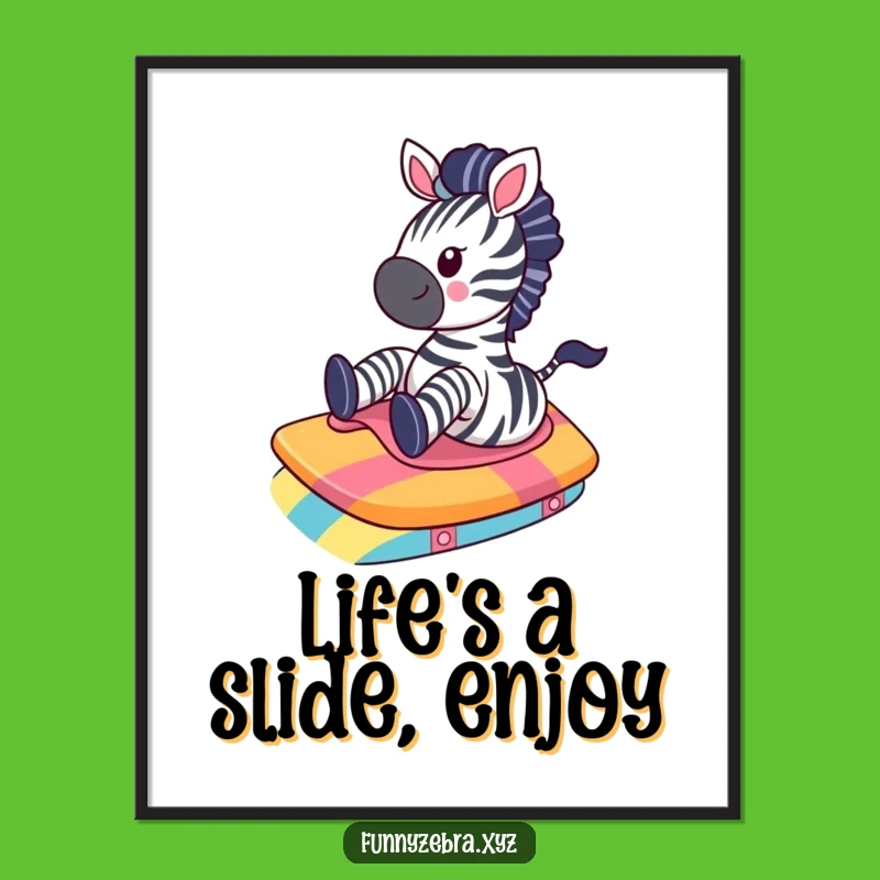Free Printable Kawaii Zebra Art: Gleeful Ramp Slide Downloadable Art!