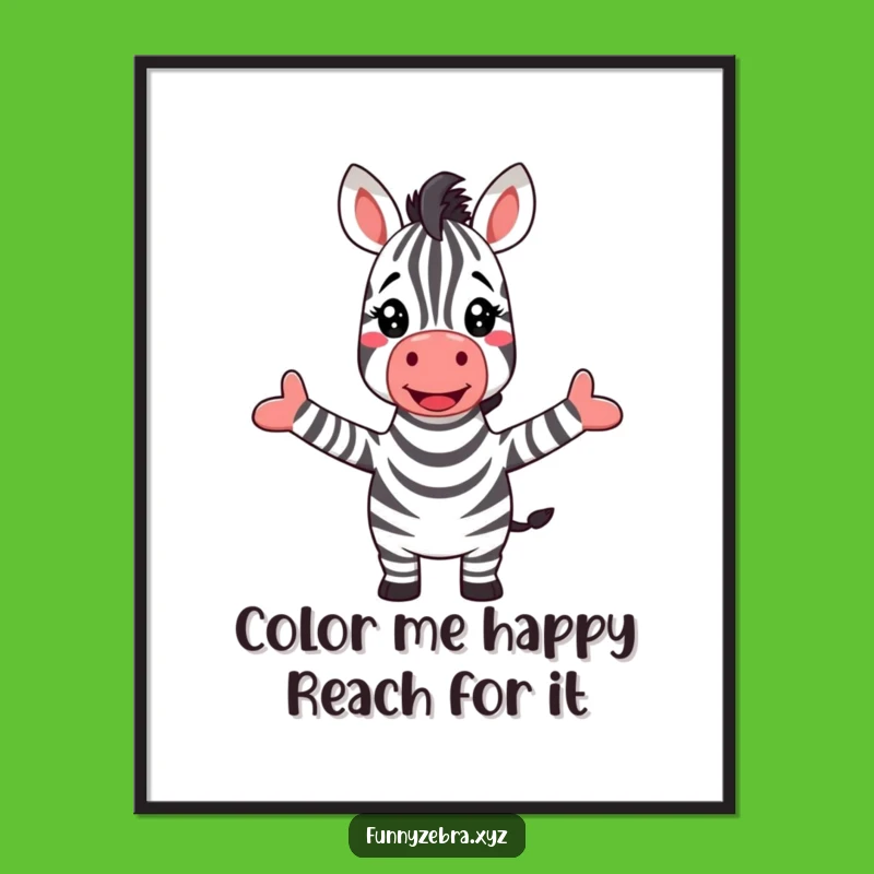 Free Printable Wall Art: Happy Zebra Rainbow Greeting - Funny Downloadable Decor!