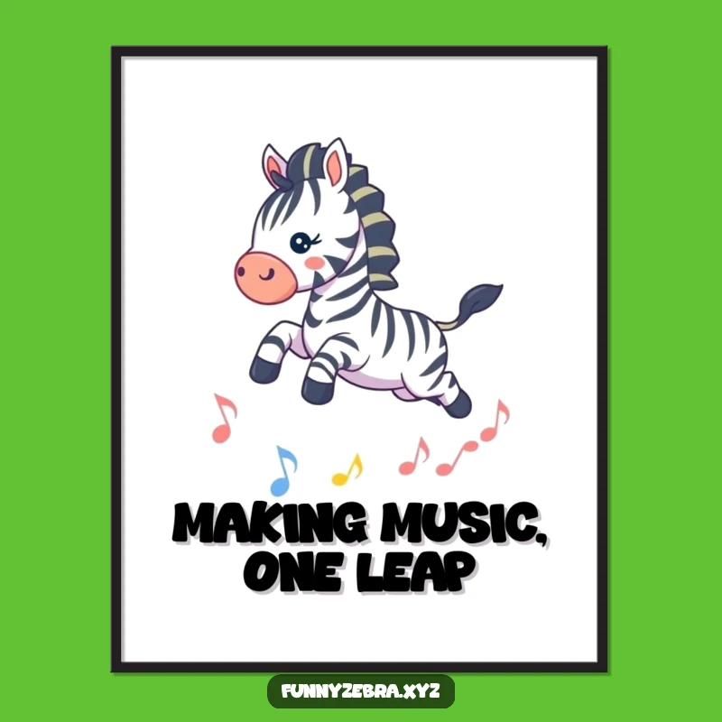 Free Printable Wall Art: Kawaii Zebra Music Leap for Hilarious Downloadable Decor