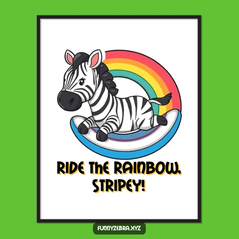 Free Printable Wall Art: Zebra Sliding Rainbow for Magical Decor