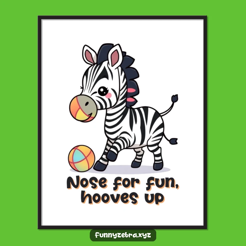 Free Printable Funny Zebra Art: Playful Ball Bounce Downloadable Wall Decor!