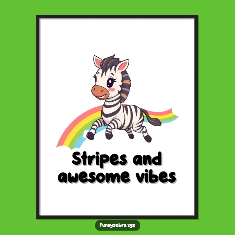 Free Printable Wall Art: Kawaii Zebra Rainbow Gallop for Hilarious Downloadable Decor