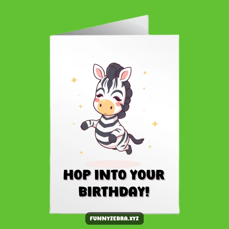 Free Printable Birthday Card: Kawaii Zebra Hop Star Sprinkles for Hilarious Downloadable Gift