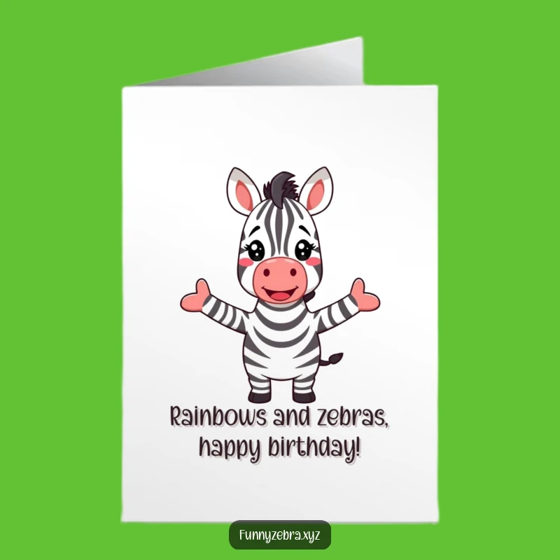 Free Printable Birthday Card: Joyful Zebra Rainbow Greeting - Funny Downloadable Gift!