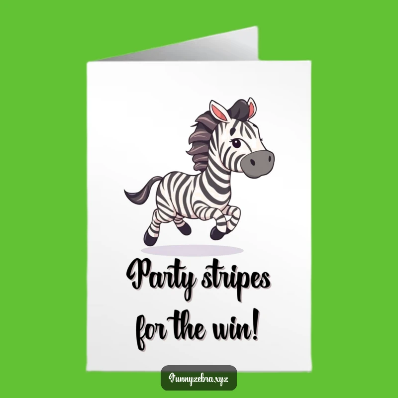 Free Printable Congrats Card: Joyful Zebra Galloping with Streamers