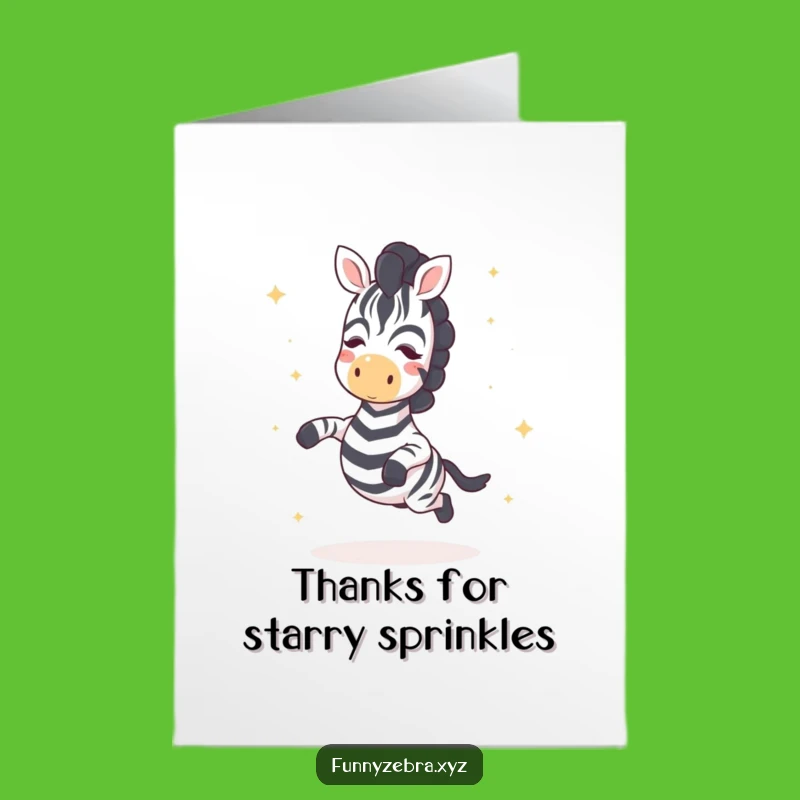 Free Printable Thank You Card: Kawaii Zebra Hop Star Sprinkles for Funny Downloadable Gift