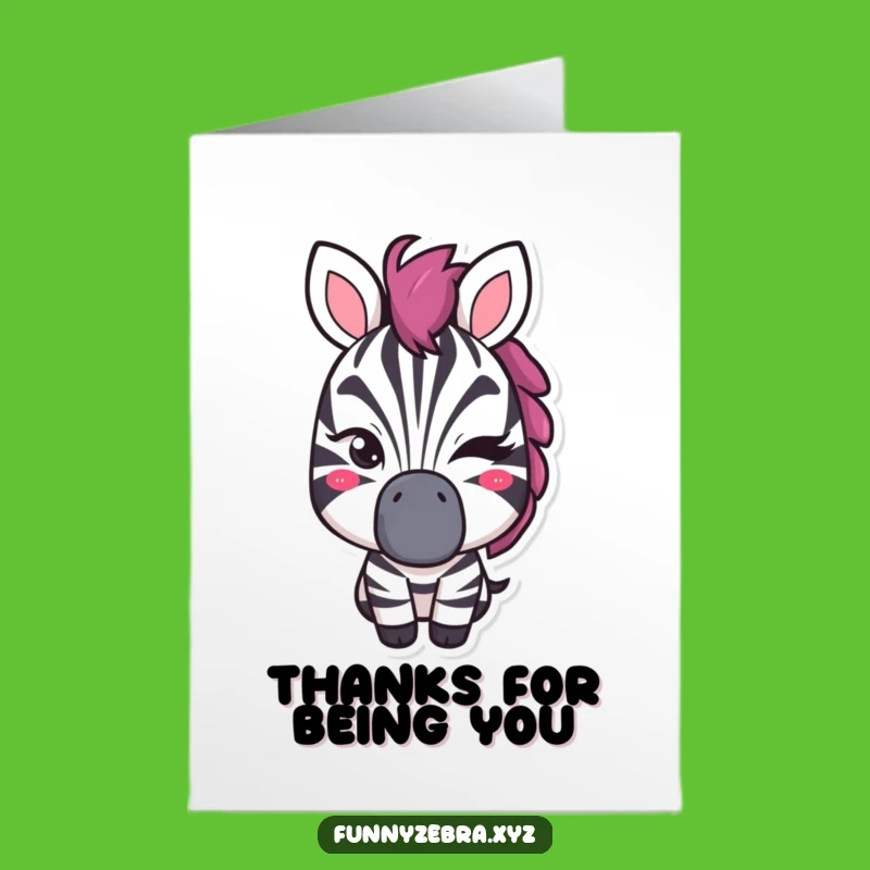 Free Printable Thank You Card: Winking Zebra Gratitude - Heartfelt Downloadable!