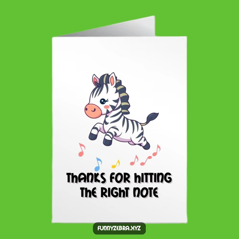 Free Printable Thank You Card: Kawaii Zebra Music Leap for Funny Downloadable Gift