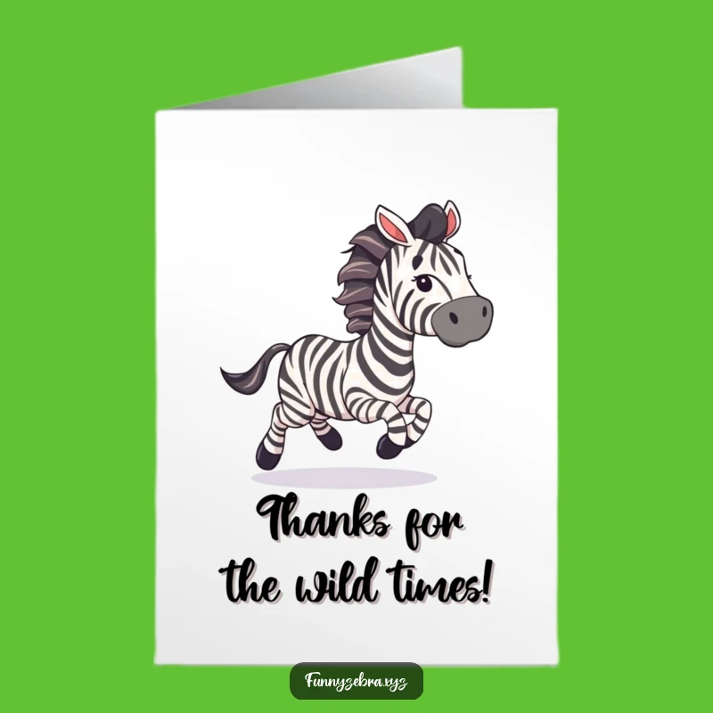 Free Printable Thank You Card: Galloping Zebra Expressing Thanks