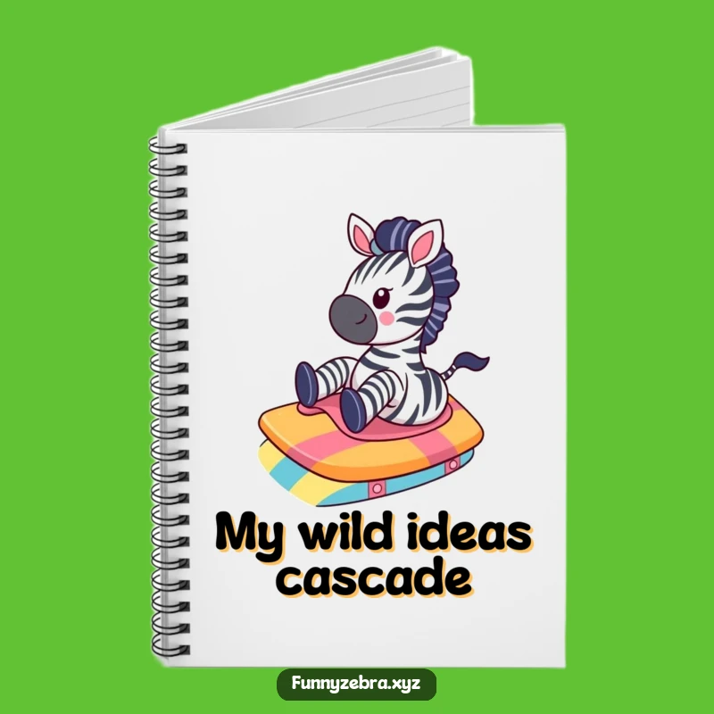 Funny Kawaii Zebra Ramp Slide Notebook - Jot Down Ideas with Glee