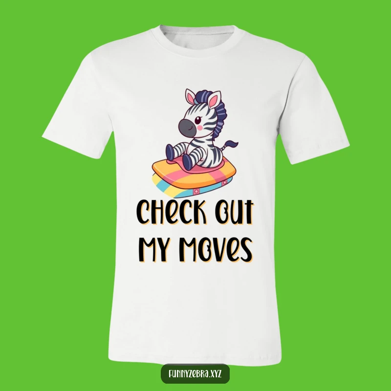 Funny Kawaii Zebra Ramp Slide T-Shirt - Comedic Apparel for Joyful Souls