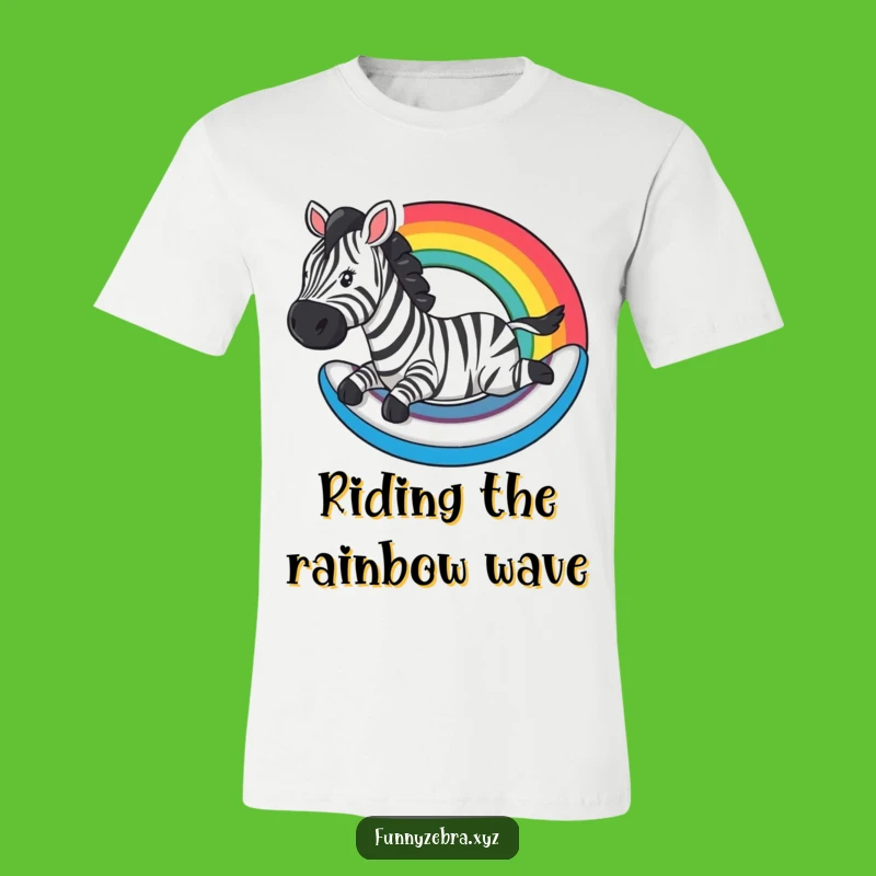 Funny Rainbow Zebra Slide Tee: Ride into Happiness with This Hilarious Shirt!