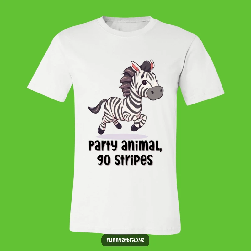 Funny Galloping Zebra Streamer Tee: Unleash Your Inner Party Animal!