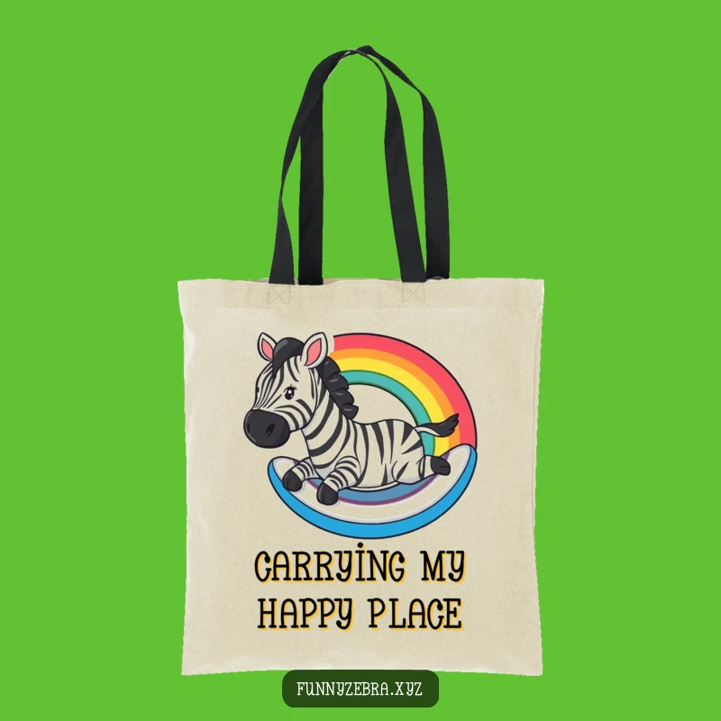Funny Rainbow Zebra Slide Tote Bag: Carry Your Colorful Fun!