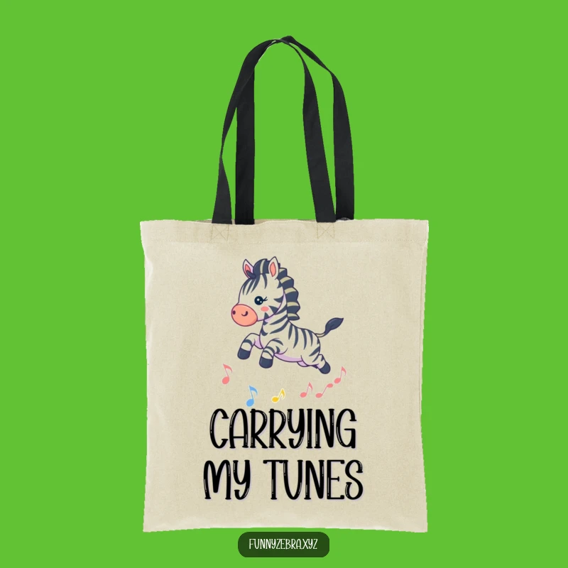 Stylish Funny Kawaii Zebra Music Leap Tote Bag: Music Lover's Gift Holder
