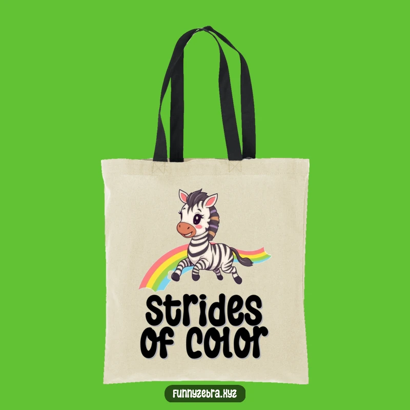 Stylish Funny Kawaii Zebra Rainbow Gallop Tote Bag: Eco-Friendly Fun Gift